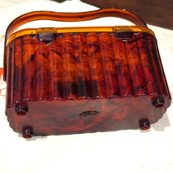 Vintage Cadillac presentation faux tortoise shell lucite purse - Picture 3 of 4